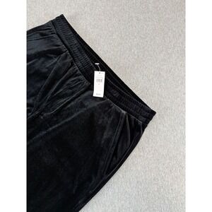 GAP Velvet Black Pant Womens L Pull On Elastic Waist Stretch Lounge Casual Shine